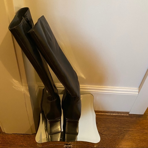 Browns Black Tall Leather Boots Size 7B - Picture 5 of 6